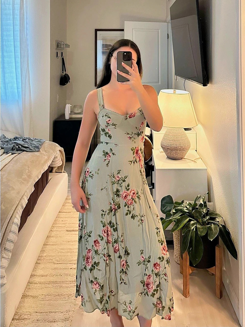Reformation Juliette Dress Floral Maxi Dress Green & Pink Size 2